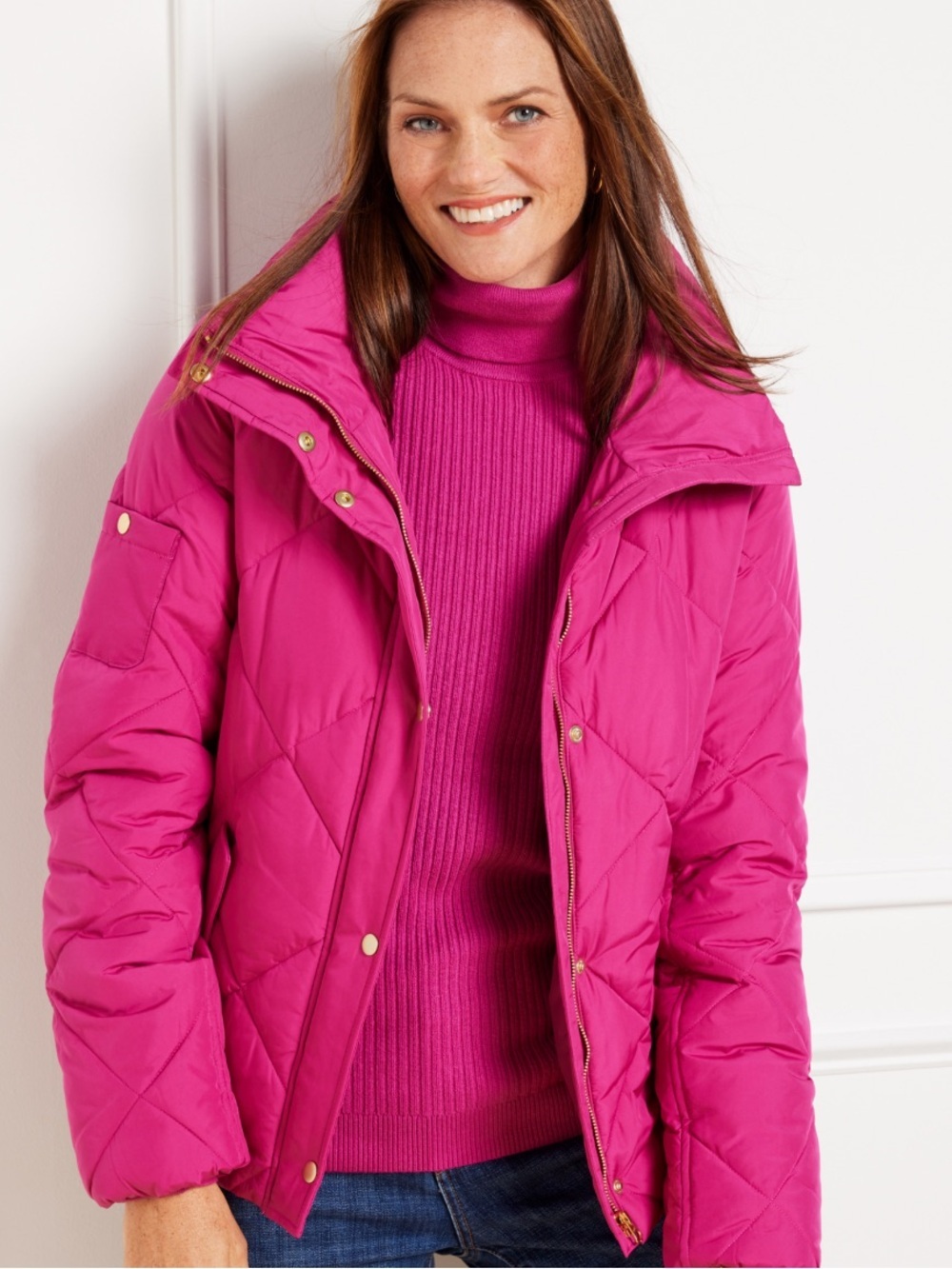 Talbots Petite Pink Down Alternative Quilted Puffer Jacket NWT | Petite XS